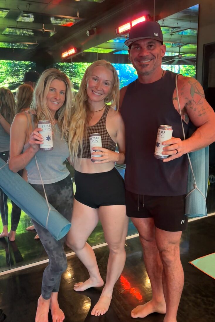 Sharing Liquid Zen cans after a workout